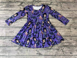 GLD0229 Halloween Wednesday Bat Flower Girl's Dress