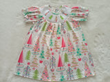 GSD0440 Smocked Christmas Trees Girl's Dress