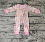 LR0312 Donut Pink Zip Baby Romper Onesie