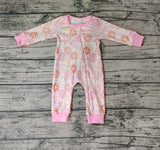 LR0312 Donut Pink Zip Baby Romper Onesie