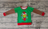 BT0245 Christmas Green Red Stripe Girl Boy Shirt Top