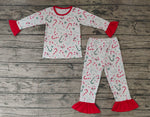 GLP0610 Christmas Candy Cane Girl's Pajamas Set