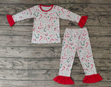 GLP0610 Christmas Candy Cane Girl's Pajamas Set