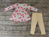 GLP0581 Flower Yellow Plaid Girl's set