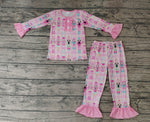 GLP0623 Soldier Pink Ruffle Girl's Pajamas Set