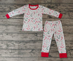 BLP0253 Christmas Candy Cane Red Boy's Pajamas Set