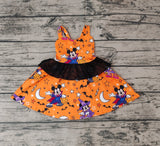 GSD0453 Halloween Cartoon Bat Orange Girl's Dress