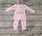 LR0471 Cookie Santa Milk Pink Baby Zip Sleeper