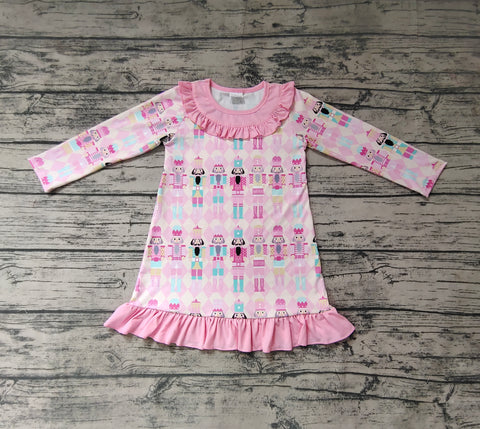 GLD0301 Soldier Pink Ruffle Girl's Dress