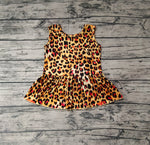 GT0205 Leopard Ruffle Girl Shirt Top