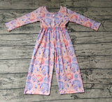 LR0382 Purple Pumpkin Flower Girl's Jumpsuit