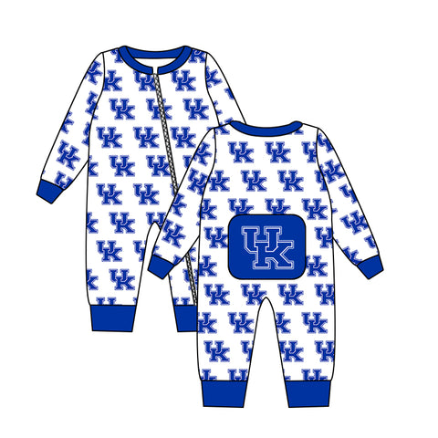 MOQ 8 pcs Custom Style UK School Team Boy baby zip sleeper