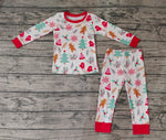 BLP0264 Christmas Gingerbread Red Boy's Pajamas Set