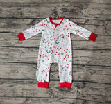 LR0506 Christmas Candy Cane Red Baby Zip Sleeper