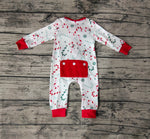 LR0506 Christmas Candy Cane Red Baby Zip Sleeper