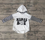 LR0540 MAMA'S BOY Black Plaid Baby Bubble Romper