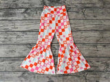 P0263 Flower Plaid Girl's Flare Pants