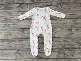 LR0551 Christmas Candy Cane Feet Baby Zip Sleeper