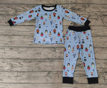 BLP0277 Halloween Cartoon Blue Boy's Pajamas Set