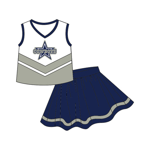 MOQ 8 pcs Custom Style Cowboys Cheer Girl Skirt Outfits