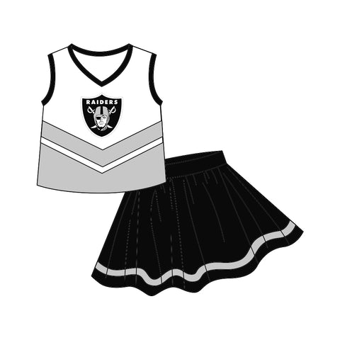 MOQ 8 pcs Custom Style RAIDERS Cheer Girl Skirt Outfits