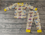 BLP0283 Truck Stripe Yellow Boy's Pajamas Set