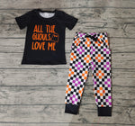 BSPO0160 All the ghouls love me Plaid Boy's Set