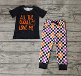 BSPO0160 All the ghouls love me Plaid Boy's Set
