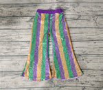 P0277 Boutique Purple Stripe Mardi Gras Shiny Sequin Pants