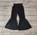 P0221 Fashion Black Leopard Flare Girl's Pants