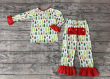 GLP0725 Christmas Trees Girl Pajamas Set