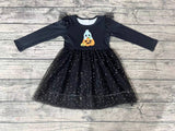 GLD0224 Halloween Pumpkin Black Tulle Girl's Dress