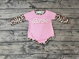 LR0575 Barbie Pink Leopard Baby Girl's Bubble Romper