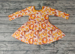 GLD0344 Thanksgiving Turkey Pumpkin Girl's Dress