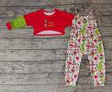 GLP0687 Christmas Red Jumpsuit 2 pcs Girl's Set