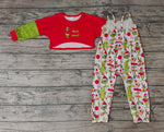 GLP0687 Christmas Red Jumpsuit 2 pcs Girl's Set