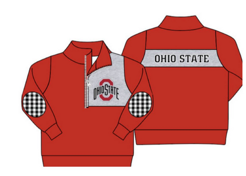 MOQ 8 pcs Custom Style OHIO STATE Pullover Ziper Shirt Top Boy