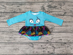 LR0603 Halloween Cartoon Blue Tulle Baby Girl's Romper