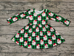 GLD0262 Christmas Santa Green Plaid Girl's Dress