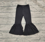 P0282 Black Tassel Cotton Girl's Flare Pants