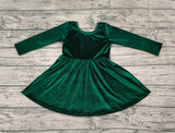 GLD0336 Green Velvet Girl's Dress