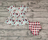 GBO0187 Christmas Green Plaid Baby Bummie Set