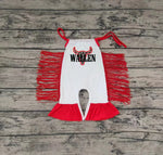 SR0429 Fashion WALLEN Red Tassel Baby Girl's Romper