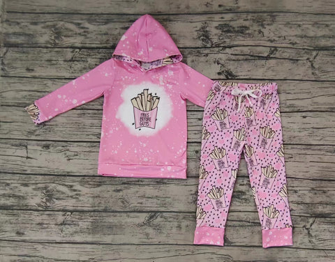 GLP0805 Fries before guys pink Hoodie Girl's Set