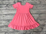 GSD0475 Solid color Dark Pink Cotton Girl's Dress