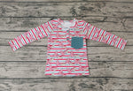 BT0325 Christmas Trees Cake Stripe Boy Shirt Top