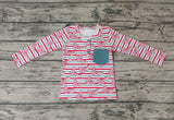 BT0325 Christmas Trees Cake Stripe Boy Shirt Top