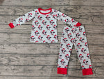 BLP0356 Christmas Cow Stripe Red Kids Pajamas Set