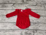 LR0713 Red Velvet Baby Girl's Bubble Romper