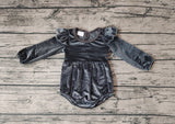 LR0685 Cute Grey Velvet Baby Girl's Bubble Romper